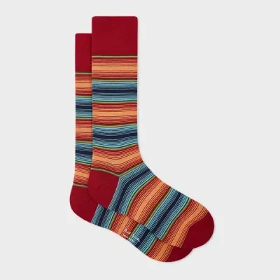 Paul Smith Red Ombre Stripe Socks In Multi