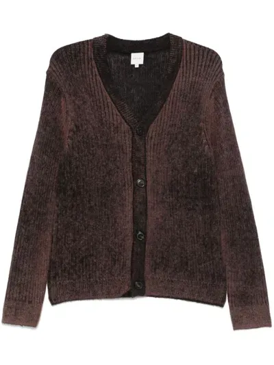 Paul Smith Ribbed Cardigan In Brown