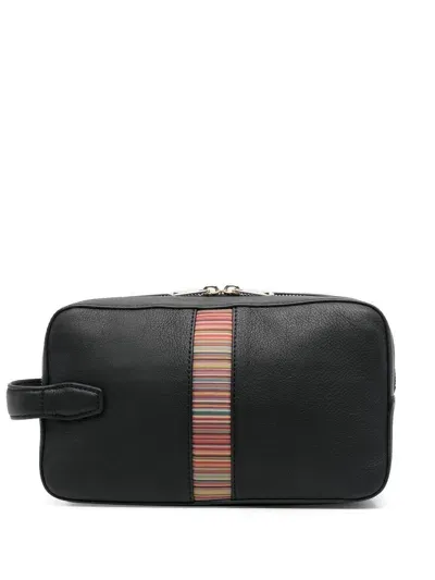 Paul Smith Signature Stripe Leather Beauty-case In White