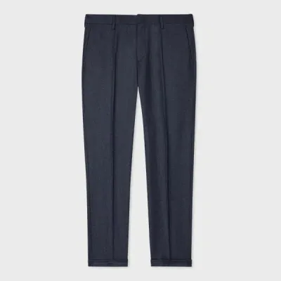 Paul Smith Slim-fit Dark Blue Overdyed Wool-cashmere Flannel Trousers