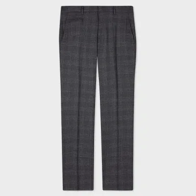 Paul Smith Slim-fit Navy Gingham Check Natural Stretch Wool Trousers Blue