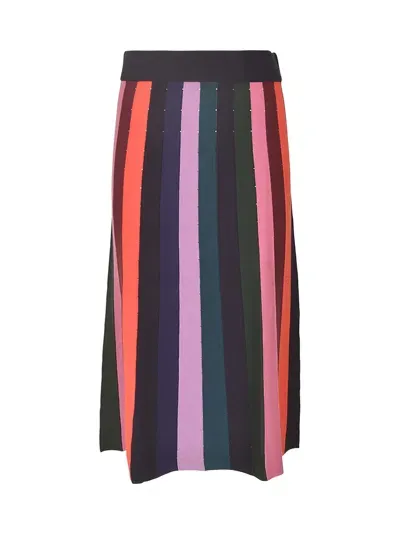 Paul Smith Stripe Long Skirt In Animal Print