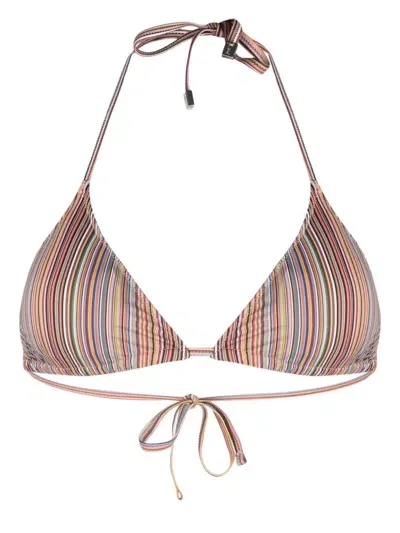 Paul Smith Striped Bikini Top In Multicolour