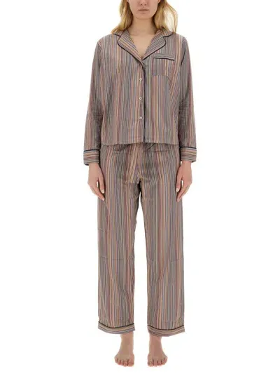 Paul Smith Striped Pattern Pajama Set In Multicolour