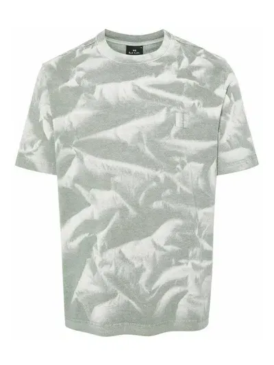 Paul Smith Sun Bleach Print Cotton T-shirt In Grey