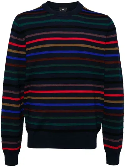 Paul Smith Black Striped Sweater In Blue