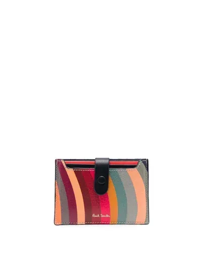 Paul Smith Swirl Leather Credit Card Case In Multicolour