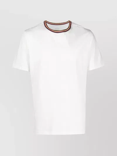 Paul Smith T-shirt Cotton Striped Trim Detail In White