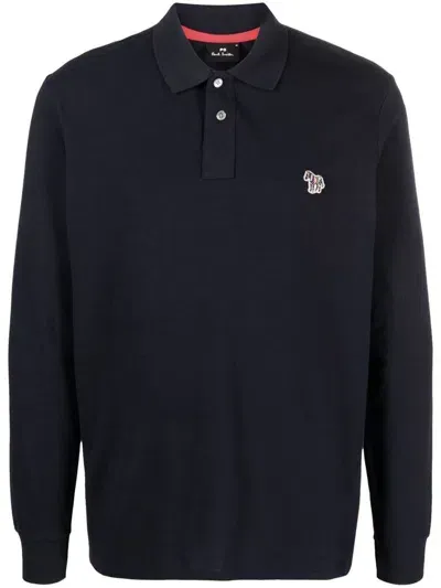 Paul Smith Mens Reg Fit Long Sleeve Zebra Polo M2r-115l-kzebra In 79 Black