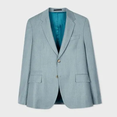 Paul Smith Tailored-fit Light Blue Overdyed Wool-cashmere Flannel Blazer