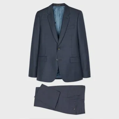 Paul Smith The Soho - Tailored-fit Slate Blue Check Wool Suit