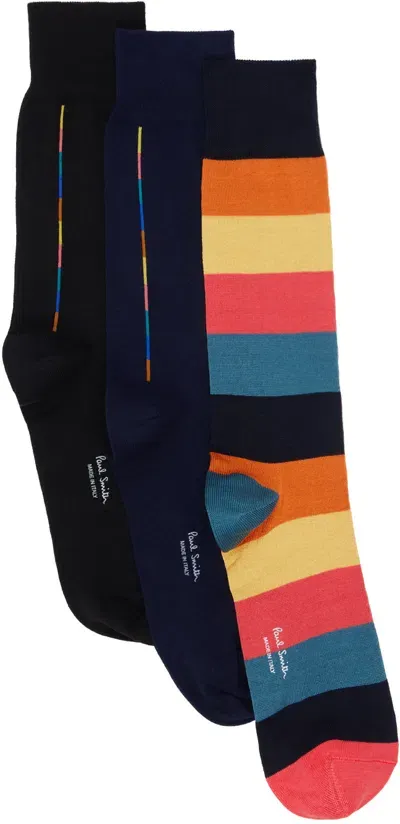 Paul Smith Three-pack Multicolor Artist Mix Socks In 1a Multicolour