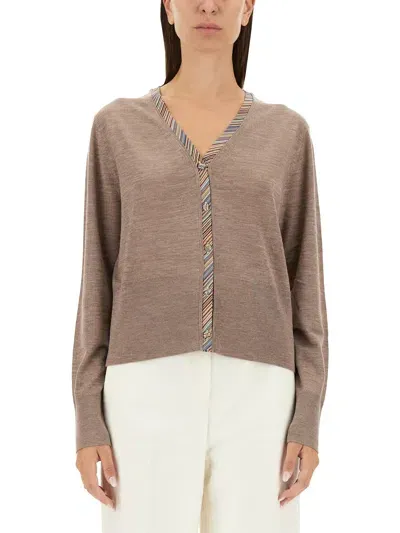 Paul Smith V-neck Cardigan In Beige