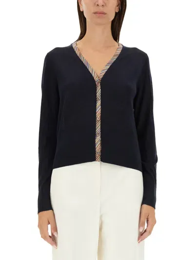 Paul Smith V-neck Cardigan In Blue