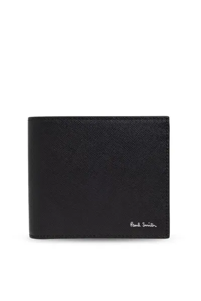 Paul Smith Logo Leather Wallet In Black