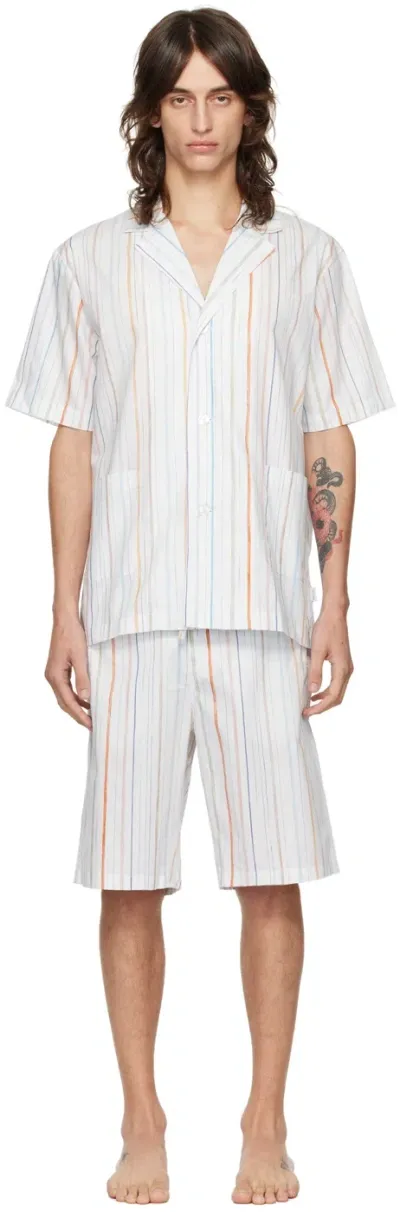 Paul Smith Camp-collar Striped Organic Cotton-poplin Pyjama Set In White