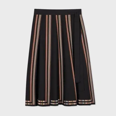 Paul Smith Women's Black 'signature Stripe' Pleated Skirt