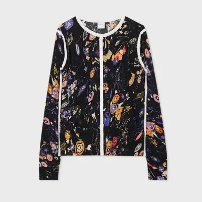 Paul Smith Women's Black 'sketchbook Botanical' Knitted Cardigan