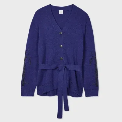 Paul Smith Women's Bright Navy Mohair-blend Embroidered Oversized Cardigan Blue