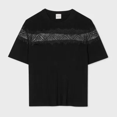 Paul Smith Women's Black Knitted Wool Lace Top