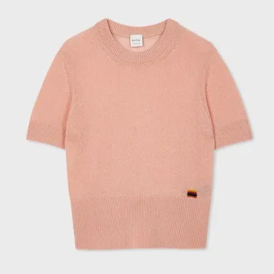 Paul Smith Women's Light Pink Cashmere Short-sleeve Sweater Brown