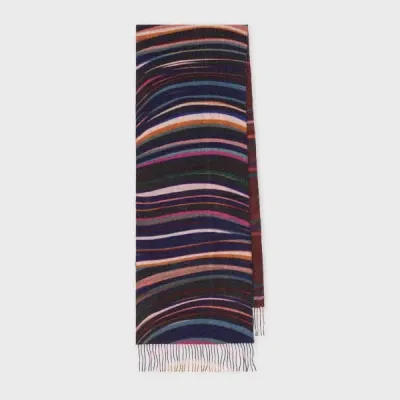 Paul Smith Women's Multi Colour Cashmere-blend 'midnight Swirl' Check Scarf Blue