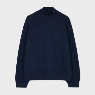 Paul Smith Women's Navy High-neck Merino Wool Sweater Blue