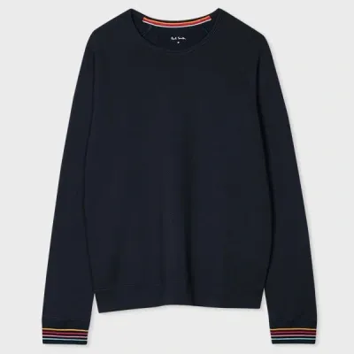 Paul Smith Women's Navy Lounge Sweatshirt With 'swirl' Cuffs Blue