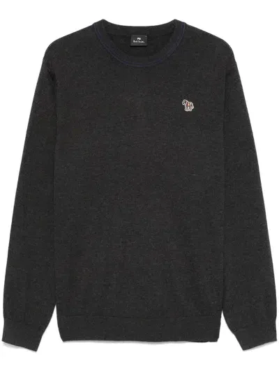 Paul Smith Zebra-logo Sweater In Black Melange