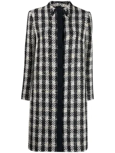 Paule Ka Button-fastening Woven Coat In Black