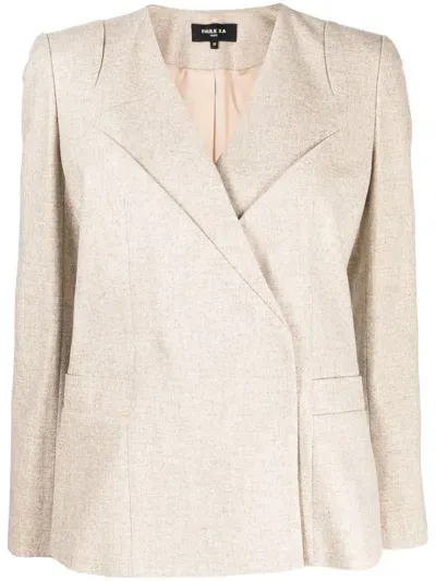 Paule Ka Collarless Asymmetric Blazer In Brown