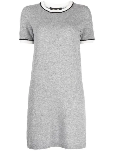 Paule Ka Contrast-trim Knitted Dress In Grey