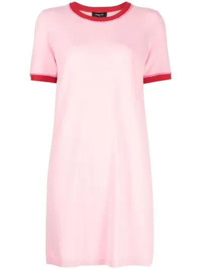 Paule Ka Contrast-trim Knitted Dress In Pink