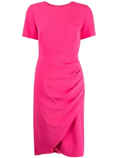 Paule Ka Gathered-detail Short-sleeve Dress In Pink