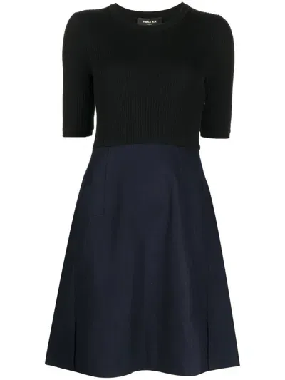 Paule Ka Laine Panelled Skater Dress In Black