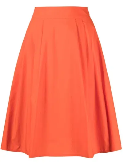 Paule Ka Poplin-textured A-line Skirt In Orange