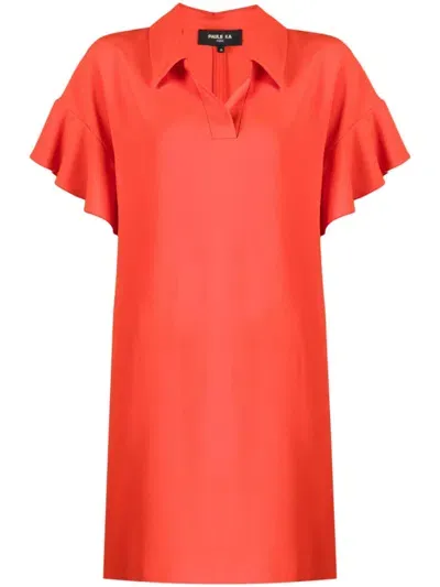 Paule Ka Ruffle-cuffs Short-sleeve Dress In Red