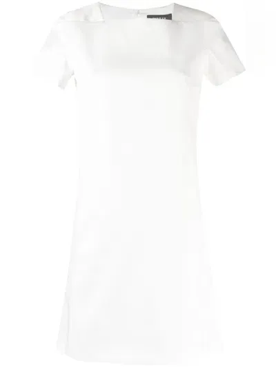 Paule Ka Satin-finish Square-neck Dress In White