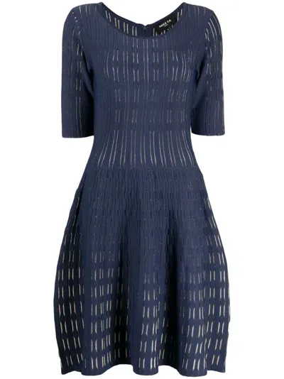 Paule Ka Short-sleeve Knitted Dress In Blue