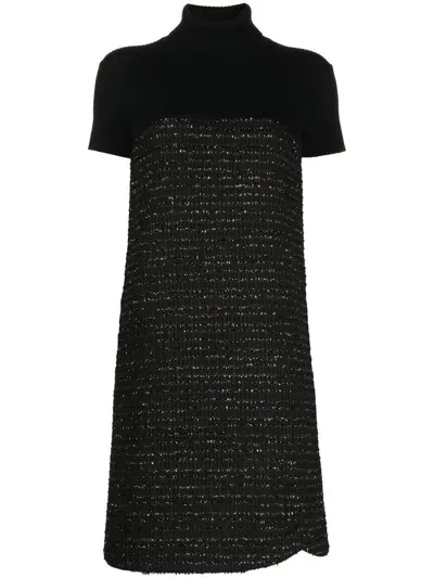 Paule Ka Tweed Lurex Mini Dress In Black