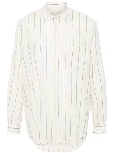 Paura Erzin Stripe-pattern Cotton Shirt In 101 Off White