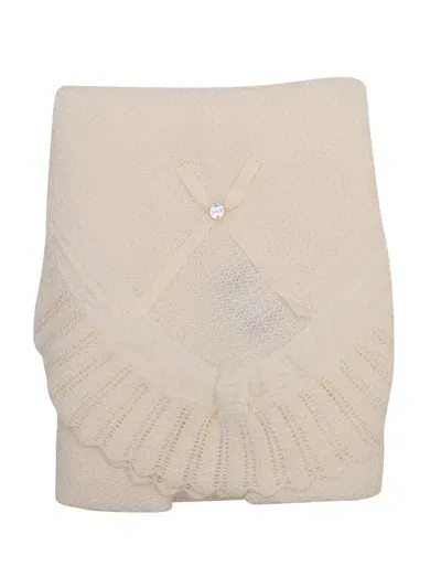 Paz Rodriguez Babies' Knit Newborn Shawl "paz Oi 24-25" In White