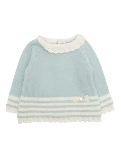 Paz Rodriguez Knit Newborn Sweater "ruise�or" In Green