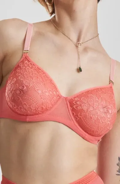 Peachaus Betula Recycled-tulle Underwire Balconette Bra In Canyon Peach