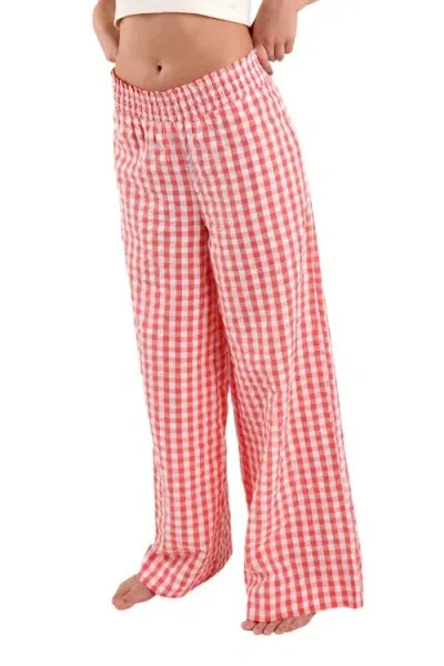 Peachaus Chicory Striped Woven-cotton Pajama Pants In Canyon Peach