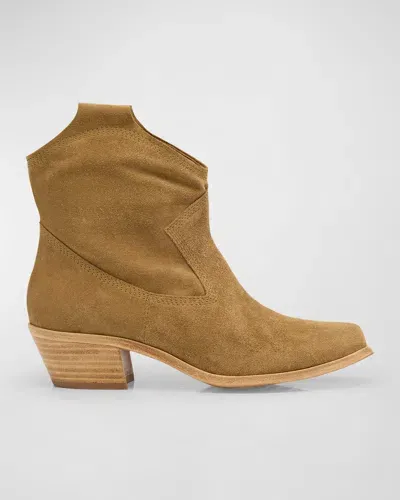 Pedro Garcia Bristol Suede Cowboy Booties In Fango