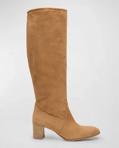 Pedro Garcia Xantia Suede Knee Boots In Biscuit