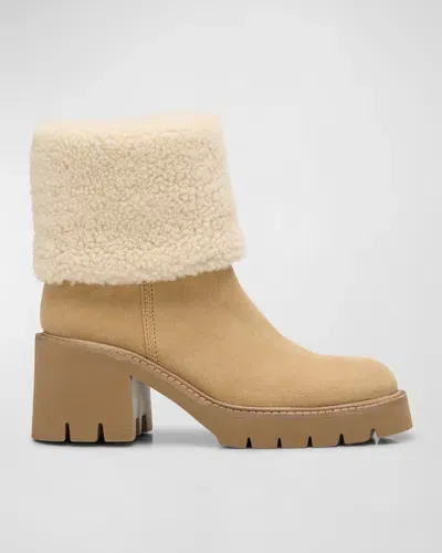 Pedro Garcia Zarela Suede Shearling Ankle Booties In Rope