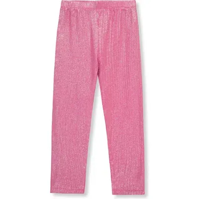 Peek Aren't You Curious Kids' Lara Glitter Stretch Cotton Leggings In Pink