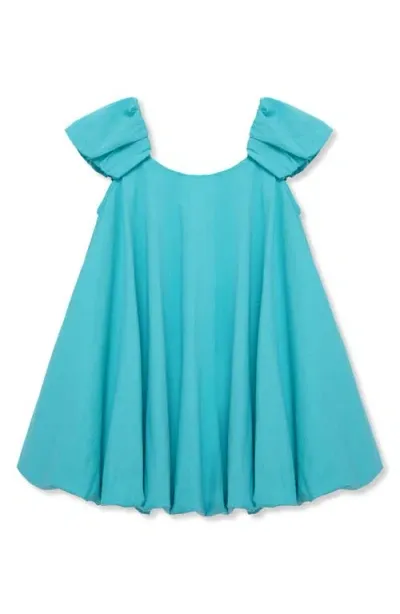 Peek Aren't You Curious Kids' Sequin Bow Bubble Dress In Teal